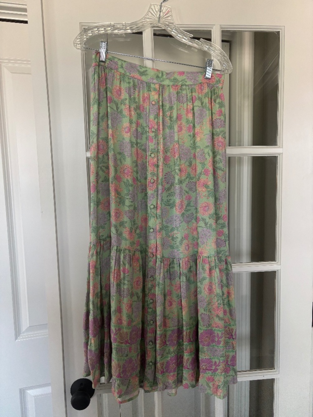Saltwater Luxe green and pink maxi skirt